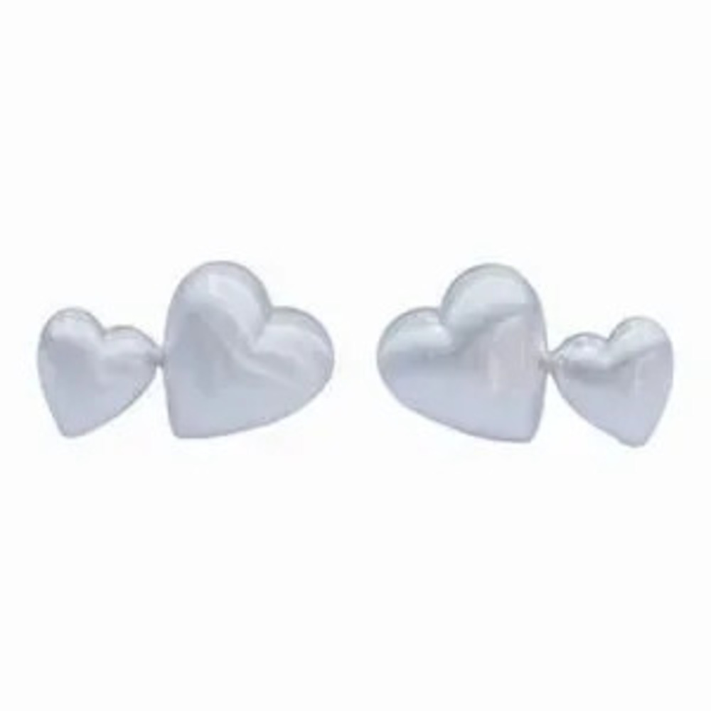 Silver Double Heart Stud Earrings (7012)